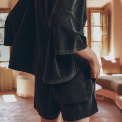 The Dark Towelling Co-Ord Shorts -Mikuta Store mikuta the dark toweling t shirt the dark toweling co ord shorts lena w SS25 04 1 1 scaled