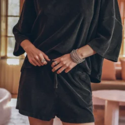 The Dark Towelling Co-Ord Shorts -Mikuta Store mikuta the dark toweling t shirt the dark toweling co ord shorts lena w SS25 05 scaled