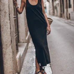 The Dark Twisted Tank Dress -Mikuta Store mikuta the dark twisted tank dress the black chunky sandals the large cesta bag 9266 scaled