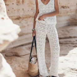 The Ecru Crochet Tank Top -Mikuta Store mikuta the ecru crochet tank top the ecru crochet pants 2327 1 scaled