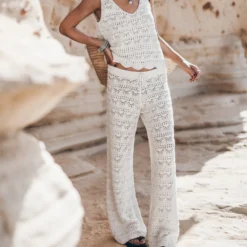 The Ecru Crochet Tank Top -Mikuta Store mikuta the ecru crochet tank top the ecru crochet pants 2408 1 scaled