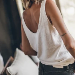 The Ecru Thin Knit Tank Top 12 The Ecru Thin Knit Tank Top -Mikuta Store mikuta the ecru thin knit tank top the black baggy jeans 0465 scaled