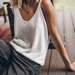 The Ecru Thin Knit Tank Top 13 The Ecru Thin Knit Tank Top -Mikuta Store mikuta the ecru thin knit tank top the black baggy jeans 0576 scaled