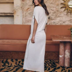 The Light Long Knotted Batwing Dress 11 The Light Long Knotted Batwing Dress -Mikuta Store mikuta the light long knotted batwing dress the beige suede buckle sandals myriam t SS25 04 4 scaled