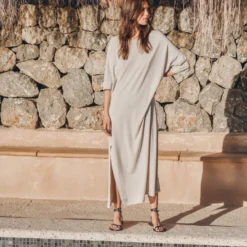 The Light Long Loose T-Shirt Dress -Mikuta Store mikuta the light long loose t shirt dress the black thin studded leather sandals myriam t SS25 04 3 scaled