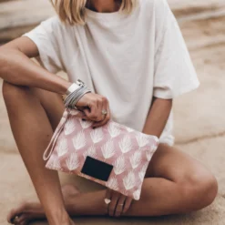 The Pink Printed Canvas Pouch -Mikuta Store mikuta the pink printed canvas pouch 7258 scaled