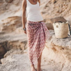 The Pink Printed Pareo -Mikuta Store mikuta the pink printed pareo the white regular tank top the large cesta bag 4624 scaled