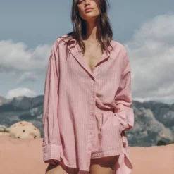 The Pink Striped Shirt -Mikuta Store mikuta the pink striped shirt the pink striped shorts myriam t SS25 04 scaled