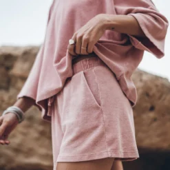 The Pink Towelling Co-Ord Shorts -Mikuta Store mikuta the pink toweling t shirt the pink toweling co ord shorts 3967 scaled