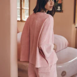 The Pink Towelling Co-Ord Shorts -Mikuta Store mikuta the pink toweling t shirt the pink toweling co ord shorts myriam t SS25 04 2 1 scaled