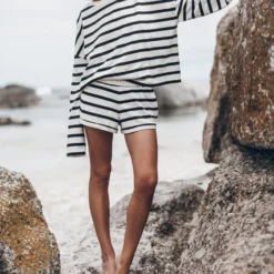 The Striped Cotton Shorts 8 The Striped Cotton Shorts -Mikuta Store mikuta the striped loose cotton longsleeve the striped cotton shorts 0857 1 scaled