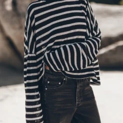 Mikuta Store 3 The Striped Loose Linen Longsleeve