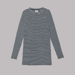 The Striped Short Linen Longsleeve Dress -Mikuta Store mikuta the striped short linen longsleeve dress 5