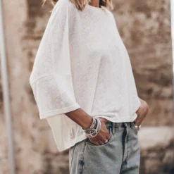 The White Loose Linen T-Shirt