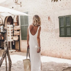 The White Low Back Base Tank Dress 12 The White Low Back Base Tank Dress -Mikuta Store mikuta the white low back base tank dress the black chunky sandals the large cesta bag 7286 scaled