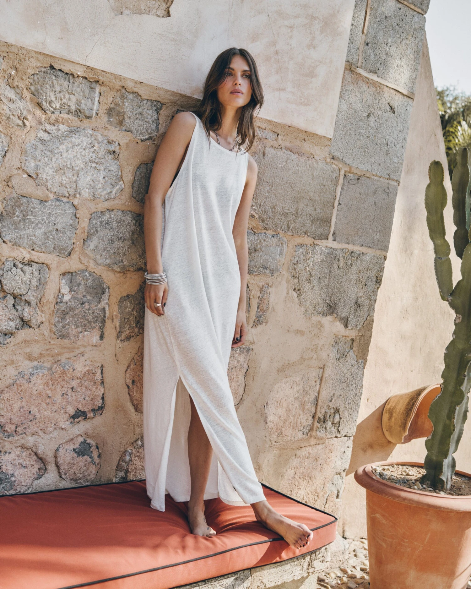 The White Low Back Linen Tank Dress 6 The White Low Back Linen Tank Dress - Image 4