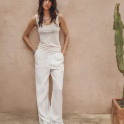 The White Regular Tank Top -Mikuta Store mikuta the white regular tank top the white loose linen pants myriam t SS25 04 1 scaled