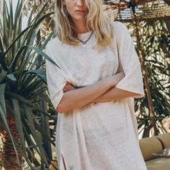 The White Short Loose Linen T-Shirt Dress 10 The White Short Loose Linen T-Shirt Dress -Mikuta Store mikuta the white short loose linen t shirt dress lena w SS25 04 3 scaled