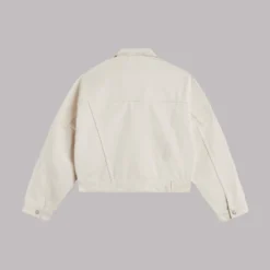 The White Cropped Denim Jacket -Mikuta Store mikuta white cropped denim jacket 2