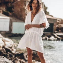 The White Short Kaftan Dress