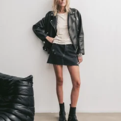 The White Tank Top -Mikuta Store mikuta white tank top leather jacket black denim skirt black biker boots marie c SS25 1614 scaled