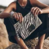 The Zebra Canvas Pouch -Mikuta Store mikuta zebra canvas pouch black baggy jeans dark standard tank top zebra leather sandals 3863 scaled