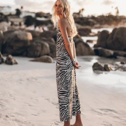 The Zebra Long Lyocell Slip Dress