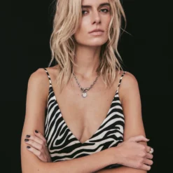 The Zebra Long Lyocell Slip Dress -Mikuta Store mikuta zebra long lyocell slip dress marie c SS25 2104 scaled